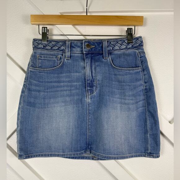 L'AGENCE Shannon Braided Waist Band Denim Mini Skirt Size 25 - Picture 2 of 9